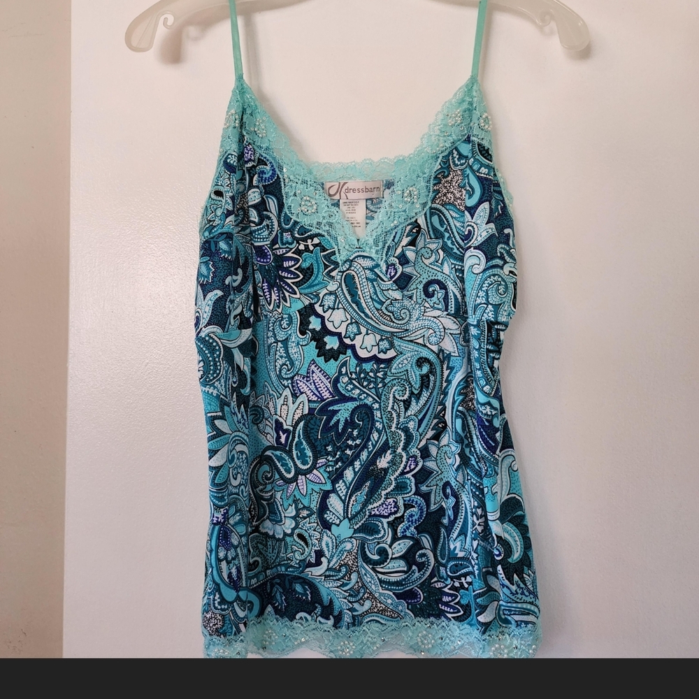 Dressbarn Blue Fitted Camisole with Spaghetti Straps